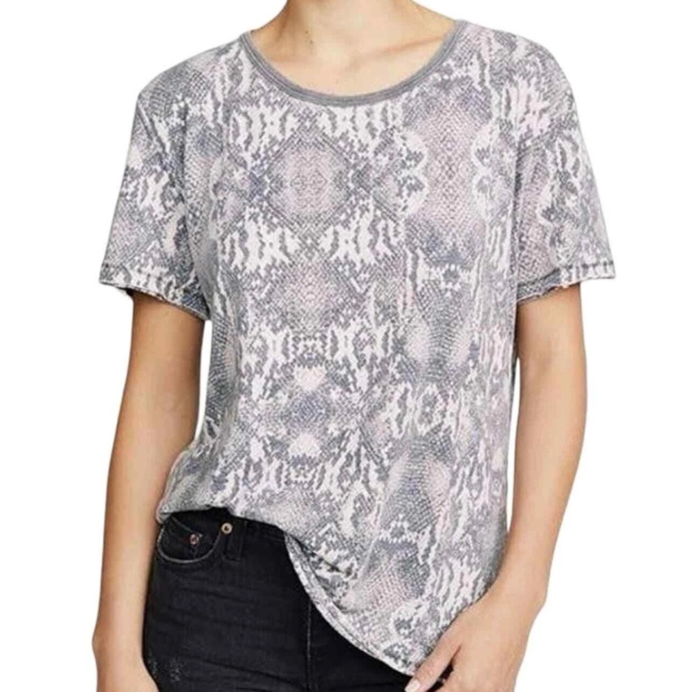 NWT Free People Tourist Tee Black Snake Combo Gray Graphic Short Sleeve Size S